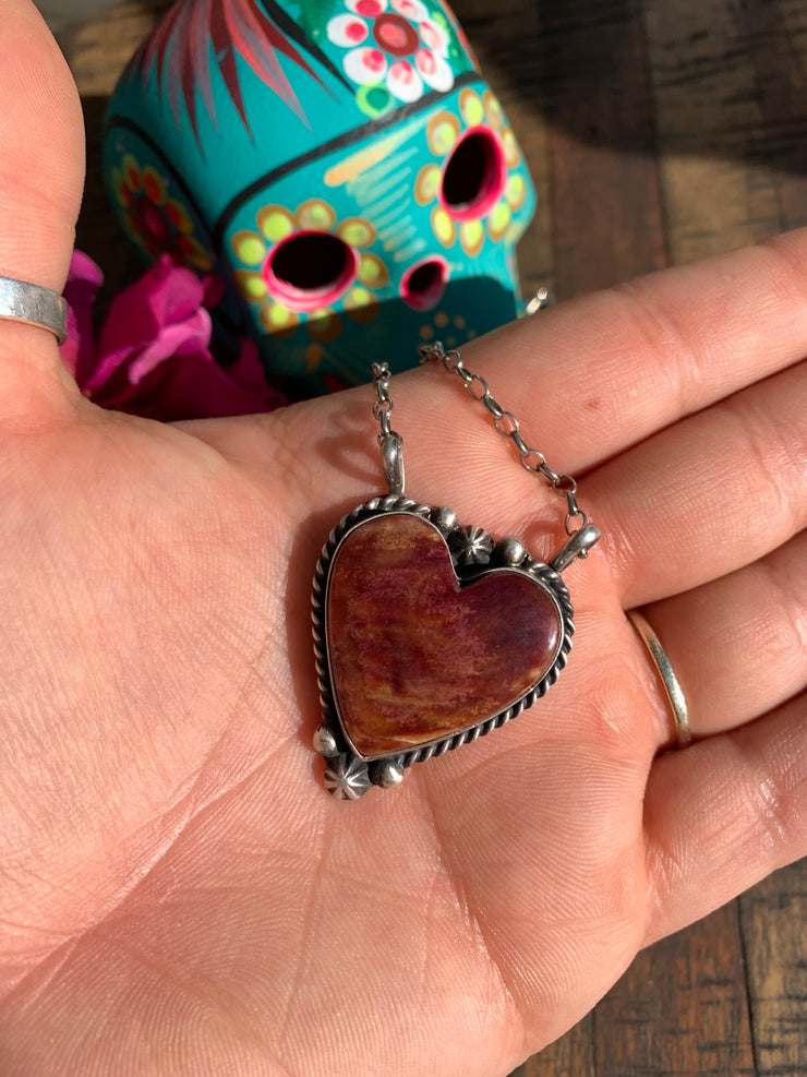 Purple Spiny Heart Necklace #1