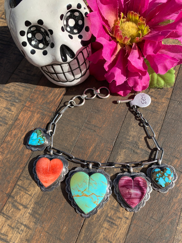 Multi Color Heart Charm Bracelet #1