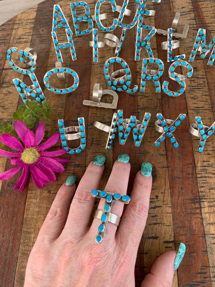 Turquoise Letter Ring T