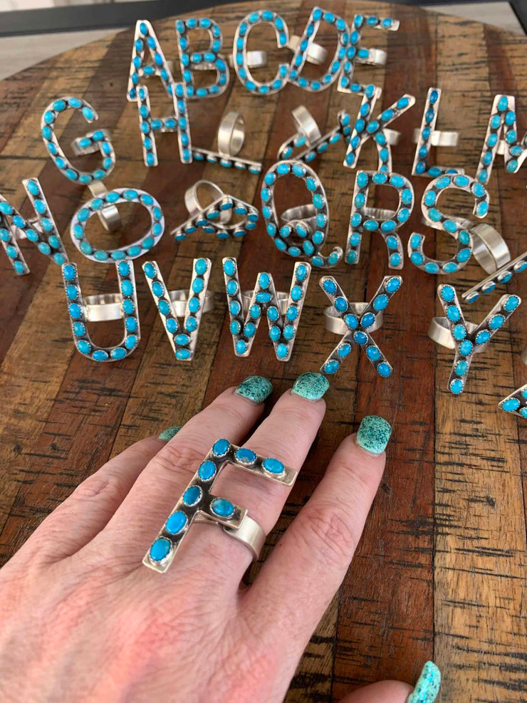Turquoise Letter Ring F