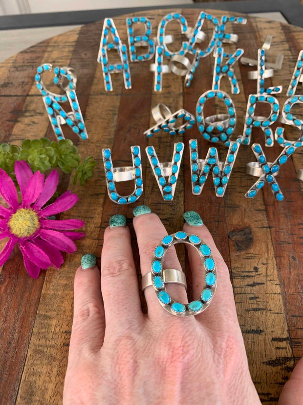 Turquoise Letter Ring O