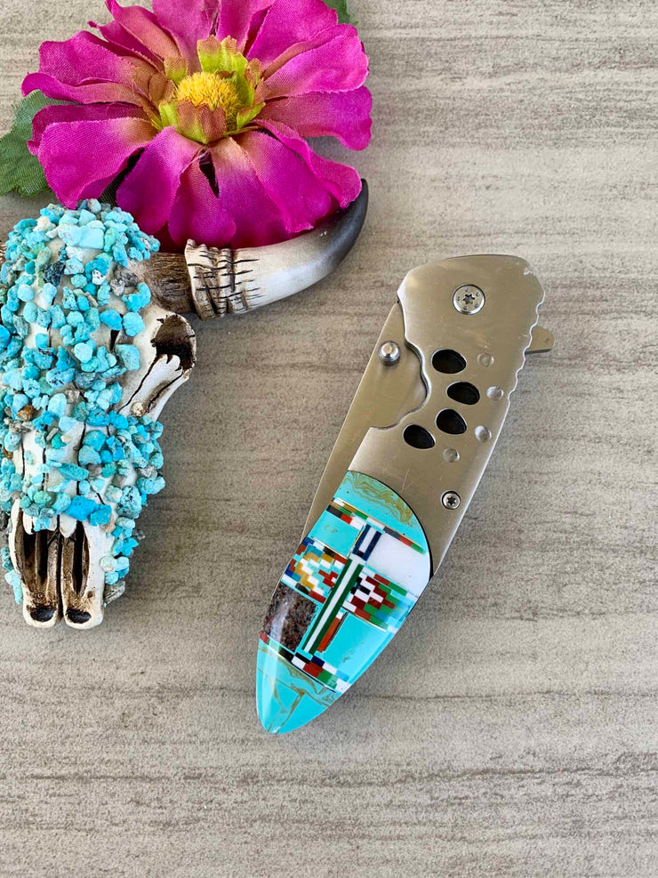 “Gripper” Turquoise Pocket Tool in Stainless