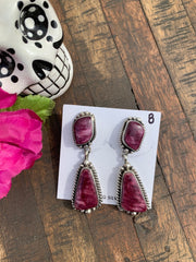 Purple Spiny 2 Stone Earrings- B