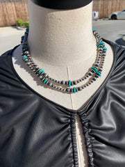 36" Kingman and Sterling Pearl Necklace