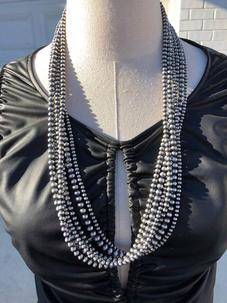 60" 3 Strand Sterling Pearl Necklace