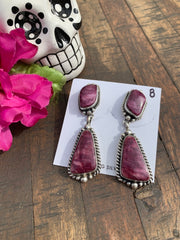 Purple Spiny 2 Stone Earrings- B