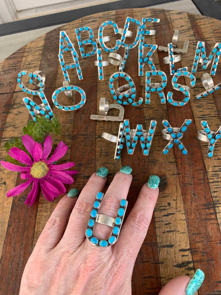 Turquoise Letter Ring U