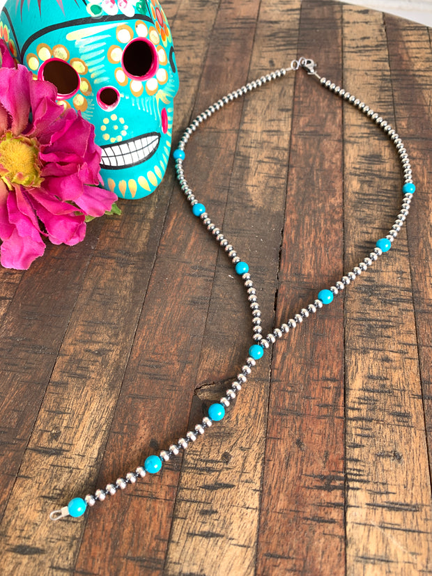 18" "Navajo Style" Sterling Pearl and Turquoise "Must Have" Necklace