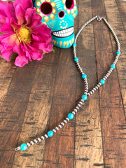 16" "Navajo Style" Sterling Pearl and Turquoise "Must Have" Necklace
