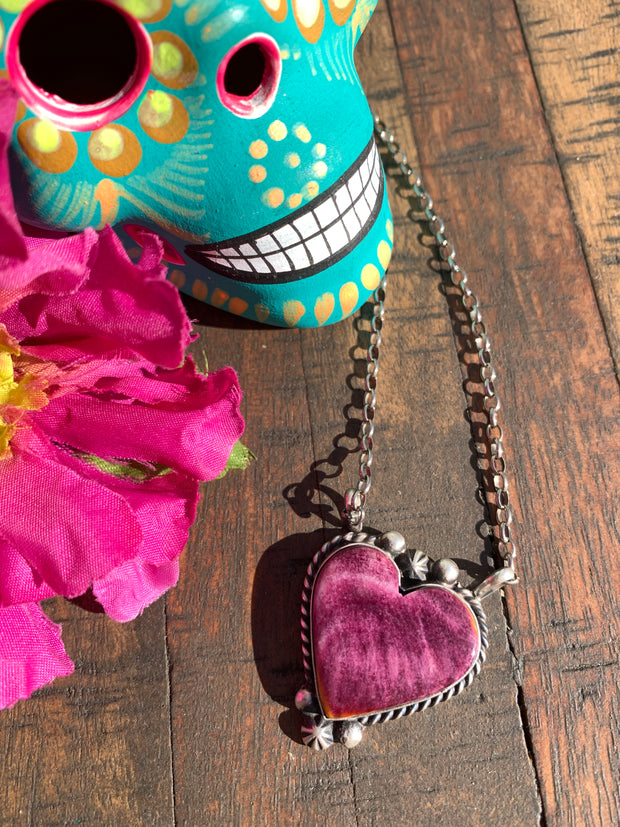 Purple Spiny Heart Necklace #4