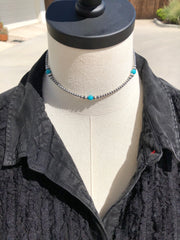 14" "Navajo Style" Pearls with Sleeping Beauty Turquoise
