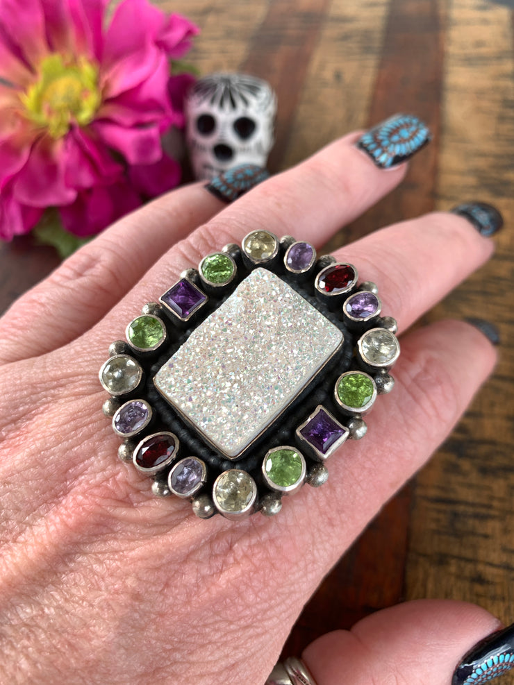 Multi-Stone Druzy Ring Size 9