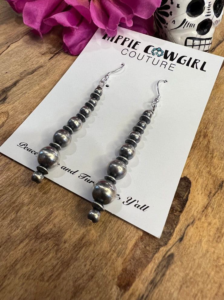 Long Sterling Pearl Drop Earrings