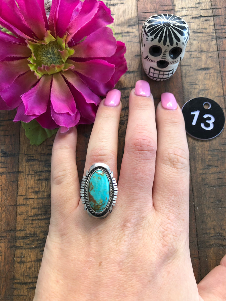 Adjustable Kingman Turquoise Ring #13