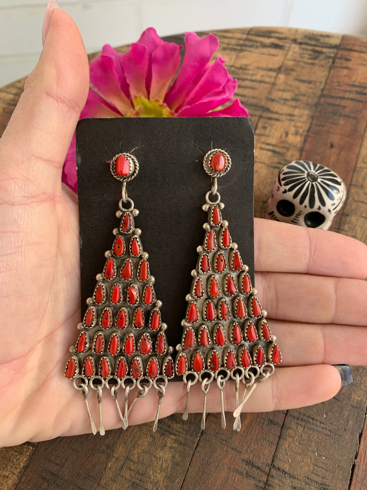 Coral Pyramid Earrings