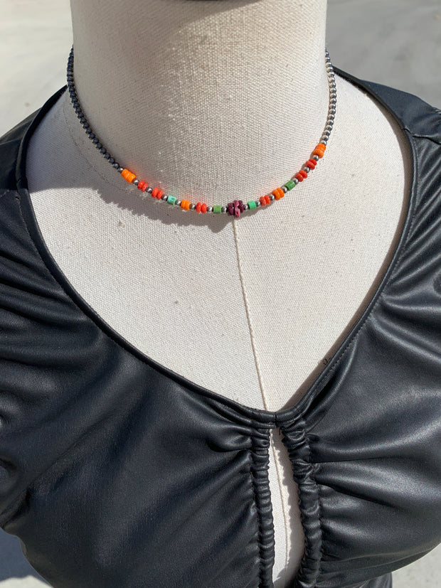 17" Multicolor 3mm Sterling Pearl Necklace