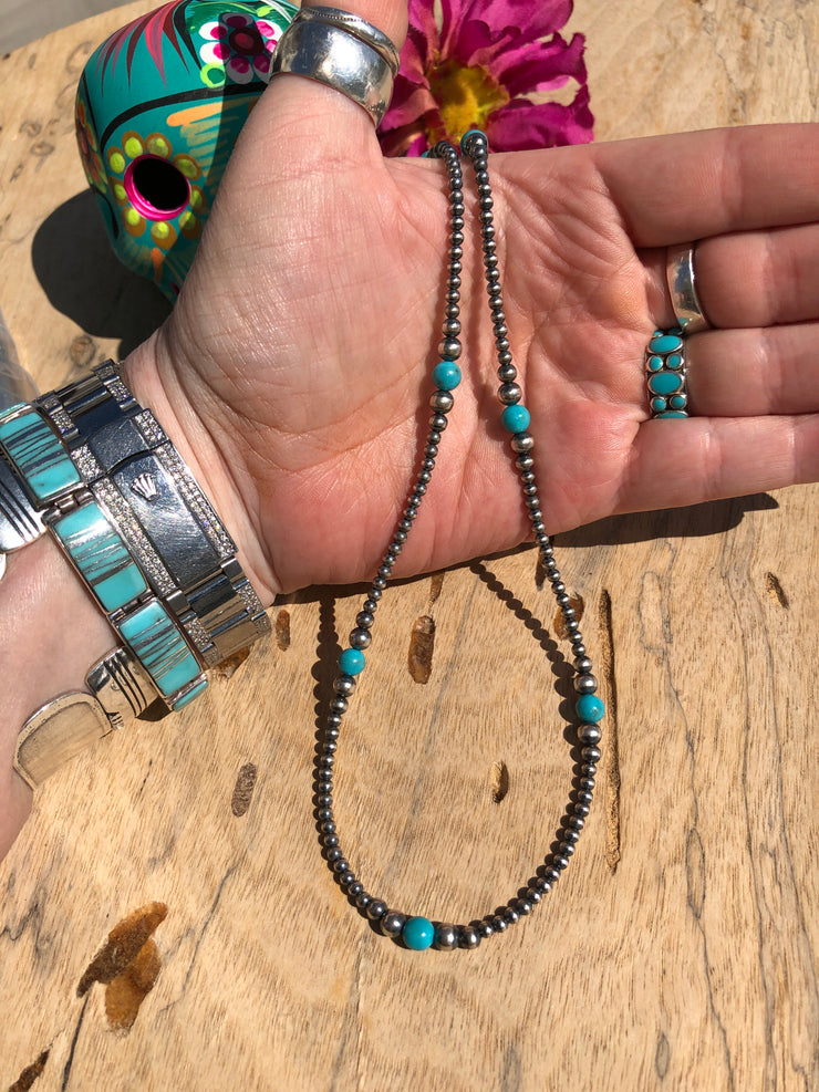 30" "Navajo Style" Pearls with Sleeping Beauty Turquoise
