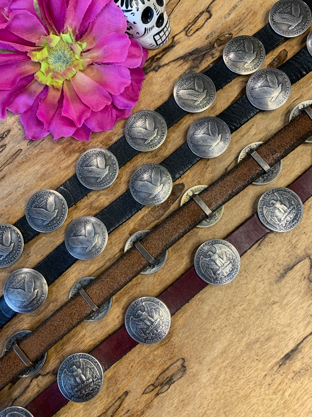 Scalloped Concho Western Belt - Café