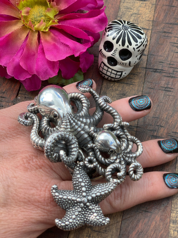 "Sea Creatures" Ring Size 9.5 Adjustable