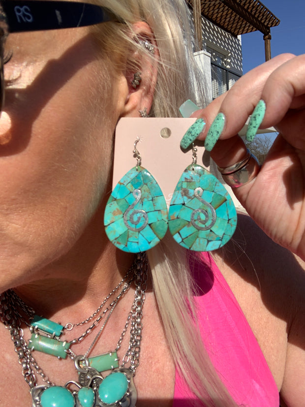 Kingman Inlay Slab Earrings