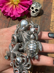 "Sea Creatures" Ring Size 8.25 Adjustable