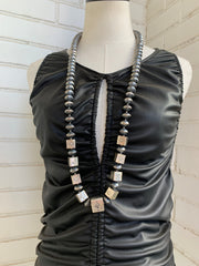 39" Saucer Pearl and Drum Bead Necklace Set