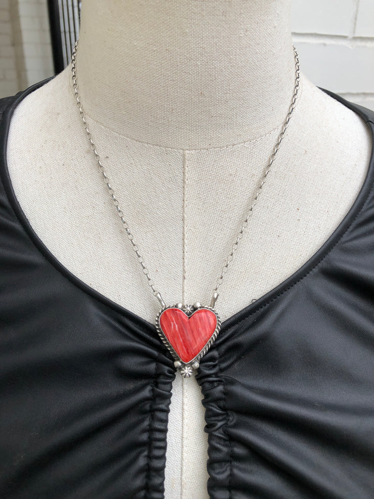 Red Spiny Heart Necklace #21