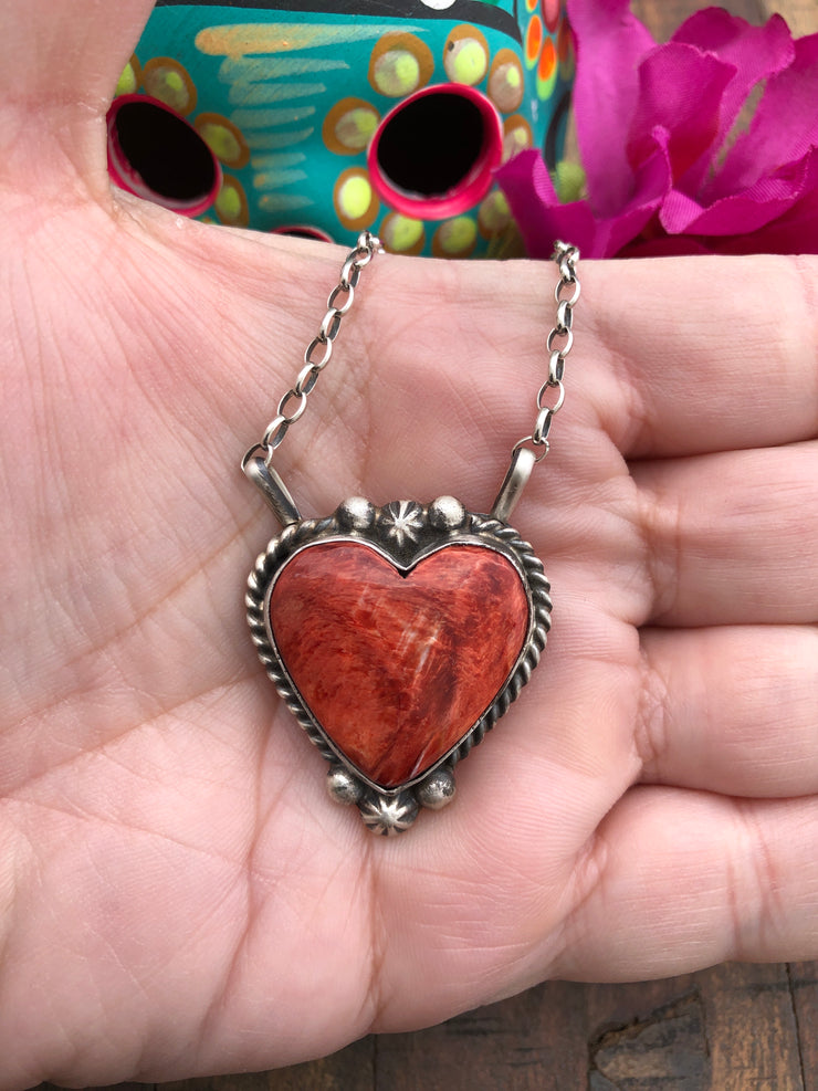 Red Spiny Heart Necklace #21