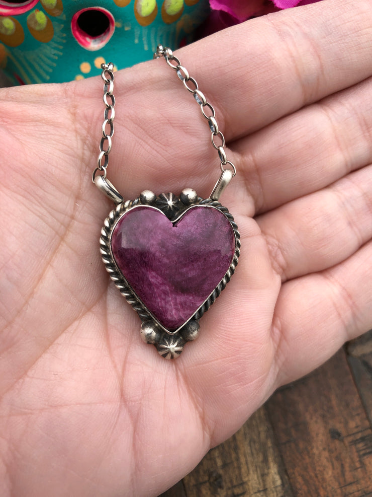 Purple Spiny Heart Necklace #21