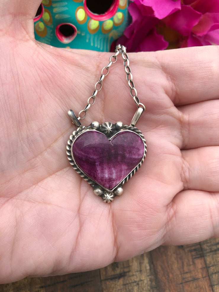 Purple Spiny Heart Necklace #24