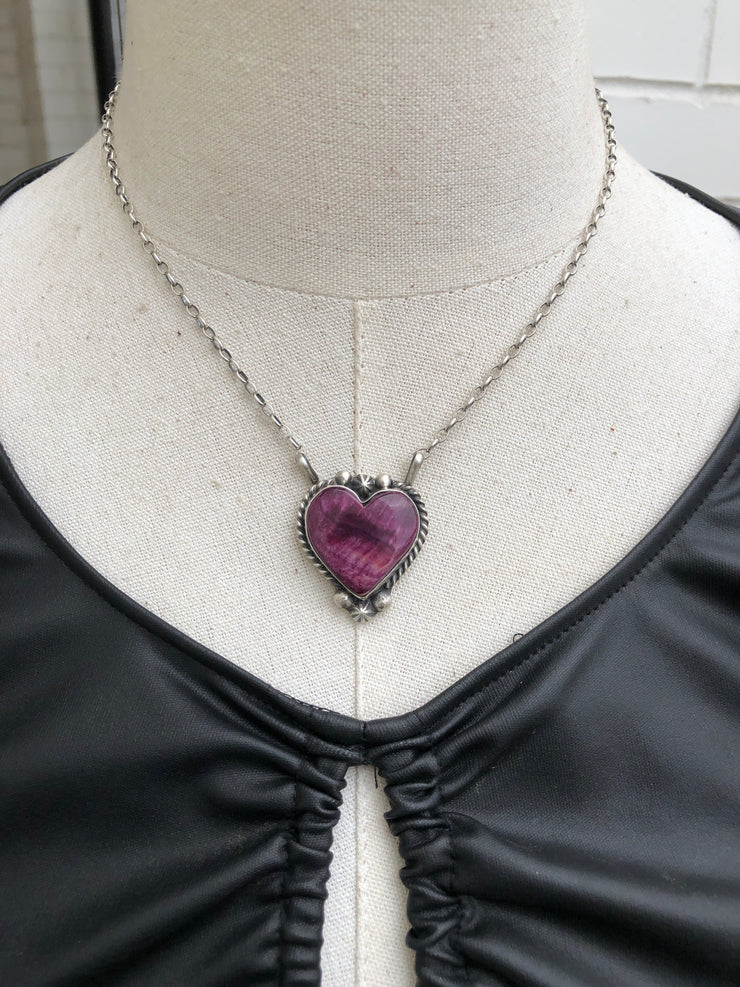 Purple Spiny Heart Necklace #22