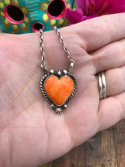 Orange Spiny Heart Necklace #20
