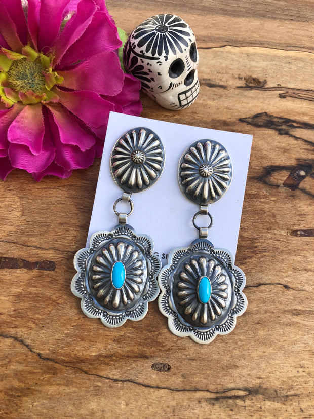 Kingman Turquoise Concho Earrings