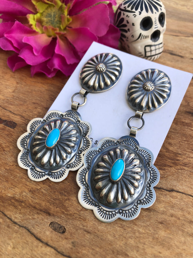 Kingman Turquoise Concho Earrings