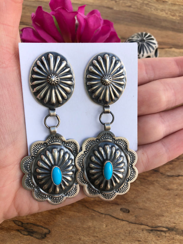 Kingman Turquoise Concho Earrings