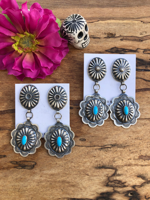 Kingman Turquoise Concho Earrings