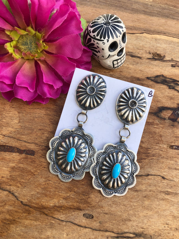 Kingman Turquoise Concho Earrings