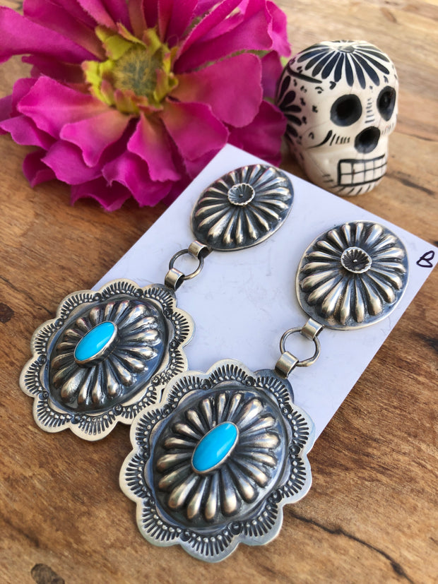 Kingman Turquoise Concho Earrings