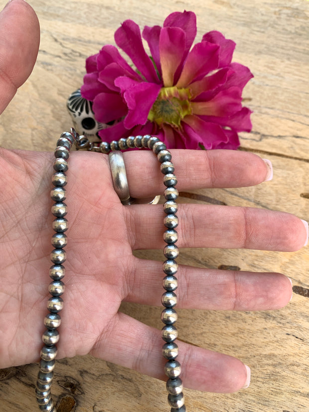 16" 6MM "Navajo Style" Sterling Pearls