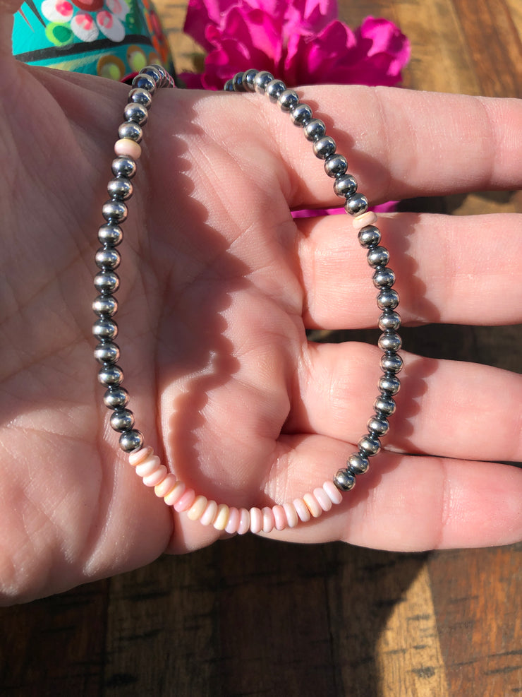 18" 4mm "Cotton Candy" and Pearl Necklace