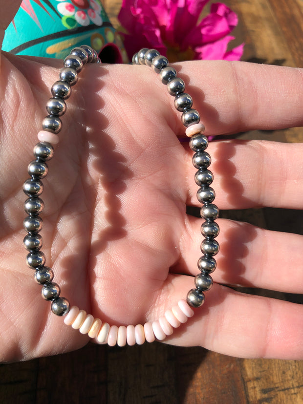 16" 5mm "Cotton Candy" and Pearl Necklace