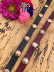 Copper Coin Leather Hatband