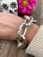 Ginormous Hammered Link Chain Bracelet