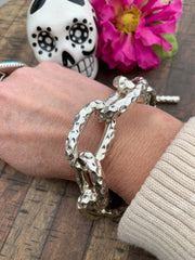 Ginormous Hammered Link Chain Bracelet