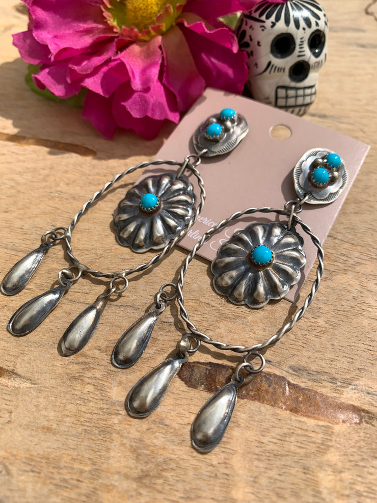 Concho Hoop Dangle Earrings