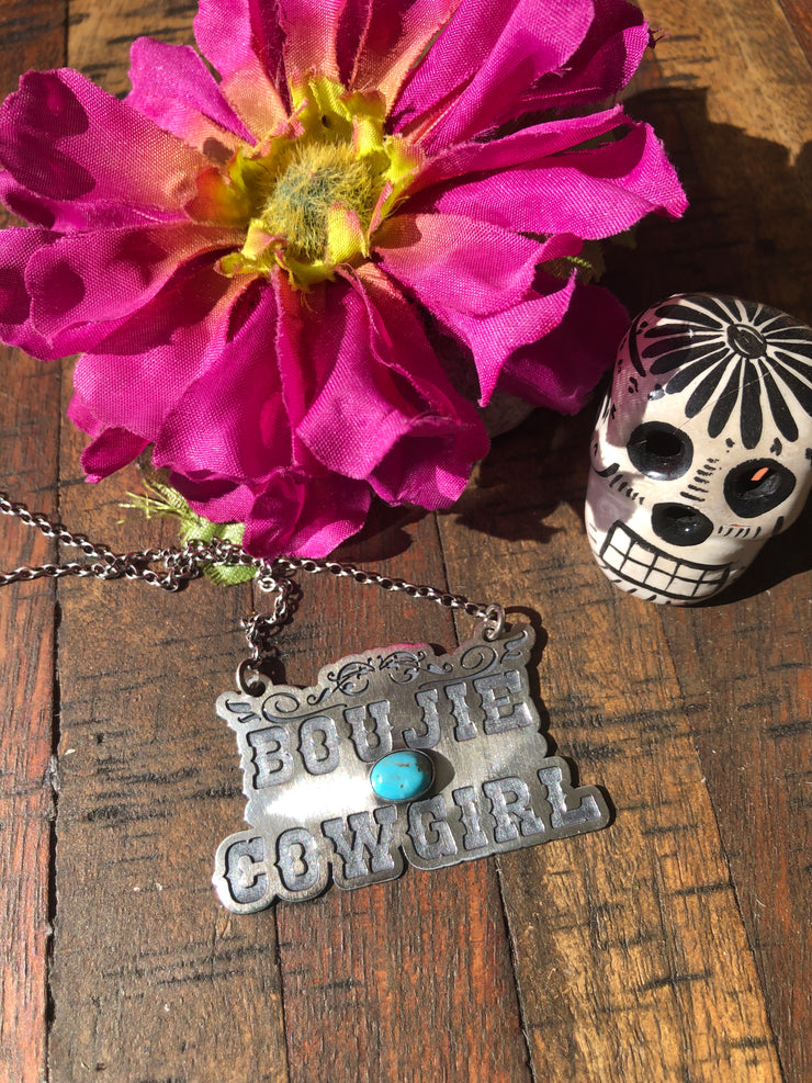 “Boujie Cowgirl" Necklace with Kingman Turquoise