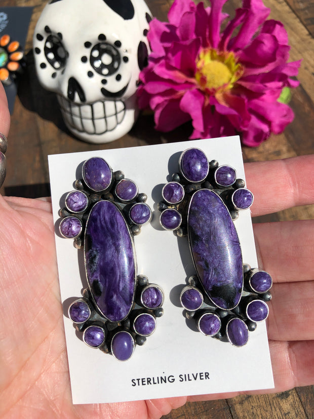 Charoite Cluster Earrings