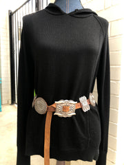 Brown Leather / Sterling Silver Concho Belt