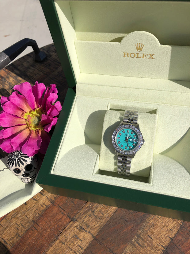 Refurbished/Pre-Owned Custom Women's "Turquoise" Rolex Watch