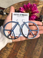 XL Peace Sign Earrings  "Smooth Finish"